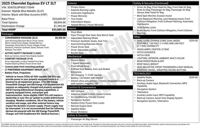 Used 2025 Chevrolet Equinox EV LT with VIN 3GN7DLRP4SS175049 for sale in Reese, MI