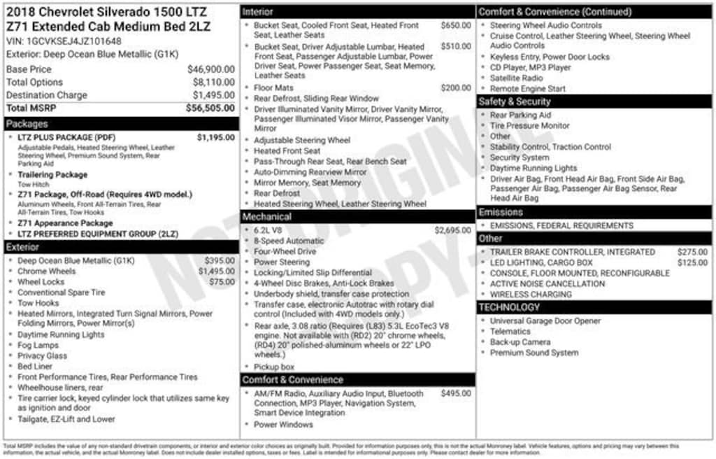 Used 2018 Chevrolet Silverado 1500 LTZ Truck