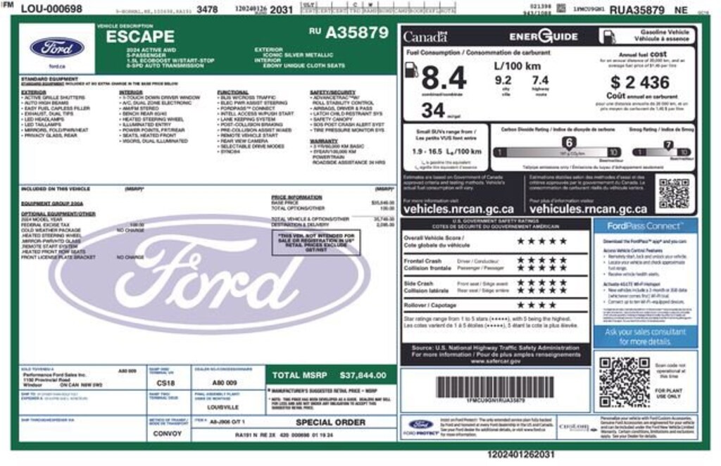 Used 2024 Ford Escape Active