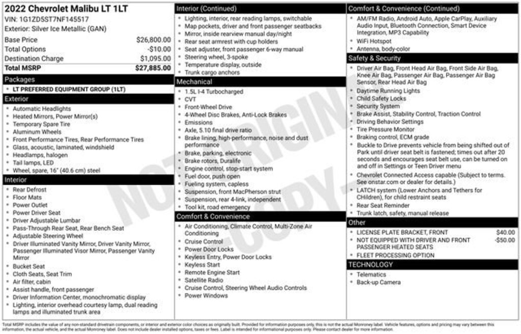 Used 2022 Chevrolet Malibu LT Car