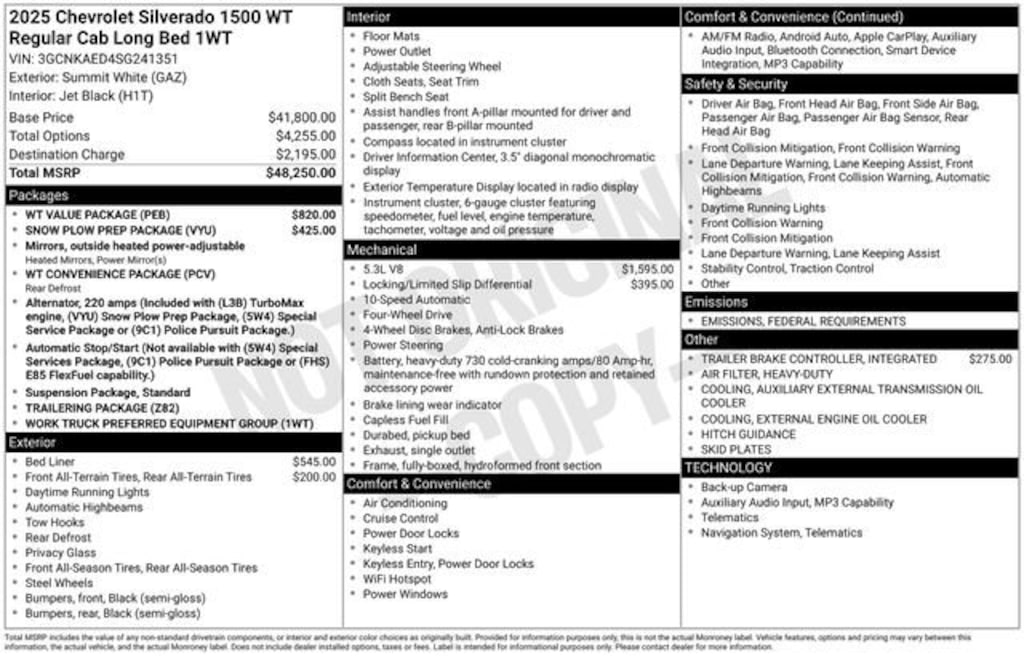 New 2025 Chevrolet Silverado 1500 WT Truck
