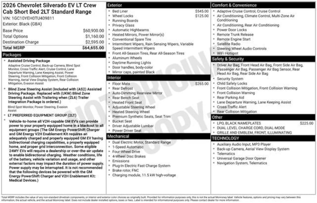 New 2026 Chevrolet Silverado EV LT - Standard Range Truck