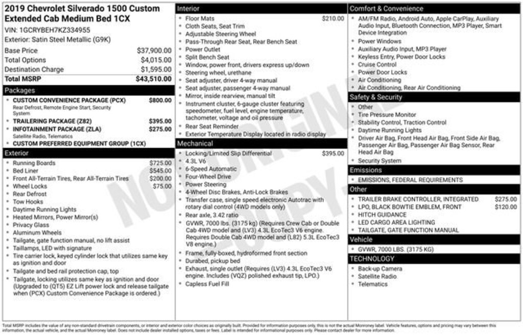 Used 2019 Chevrolet Silverado 1500 Custom Truck