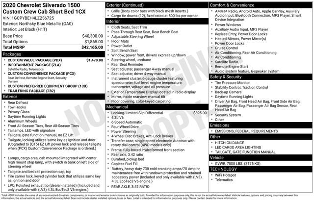 Used 2020 Chevrolet Silverado 1500 Custom with VIN 1GCPYBEH4LZ256725 for sale in Freeland, MI