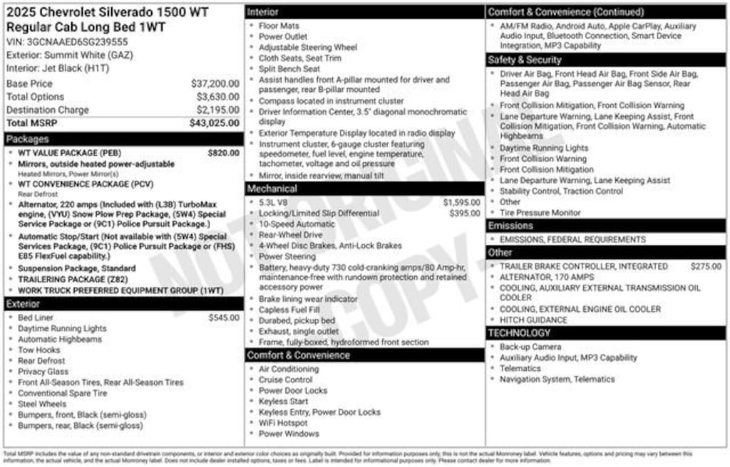 New 2025 Chevrolet Silverado 1500 WT Truck