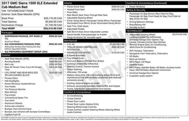 Used 2017 GMC Sierra 1500 SLE with VIN 1GTV2MEC3HZ179328 for sale in Freeland, MI