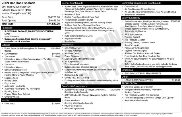 Used 2009 Cadillac Escalade Base with VIN 1GYFK23259R259129 for sale in Freeland, MI