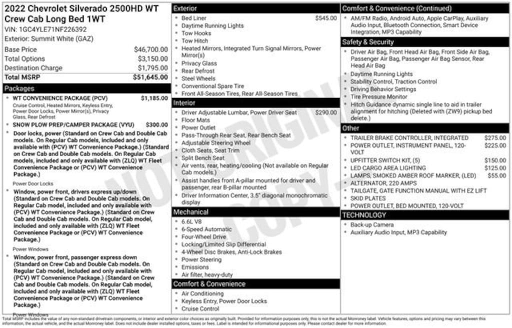 Used 2022 Chevrolet Silverado 2500 HD WT Truck