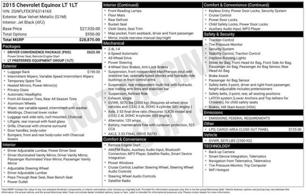 Used 2015 Chevrolet Equinox LT SUV