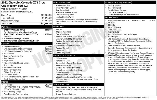 Used 2022 Chevrolet Colorado 4WD Z71 Truck