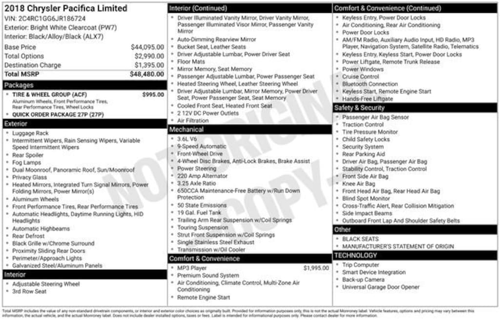 Used 2018 Chrysler Pacifica Limited