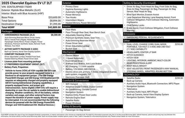 Certified 2025 Chevrolet Equinox EV LT with VIN 3GN7DLRP4SS175049 for sale in Pinconning, MI