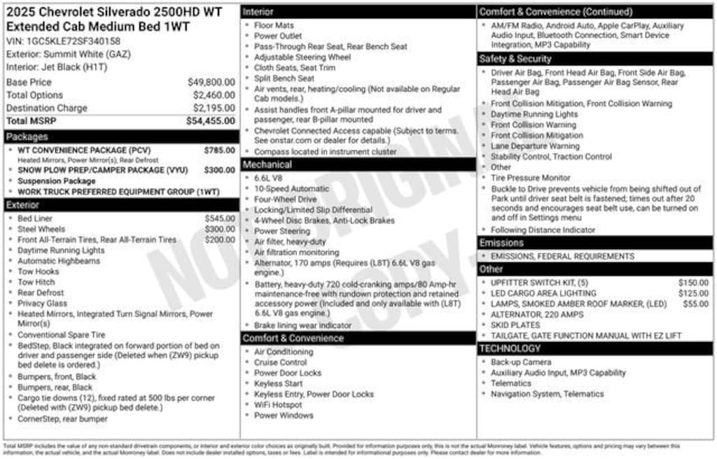 New 2025 Chevrolet Silverado 2500 HD WT Truck