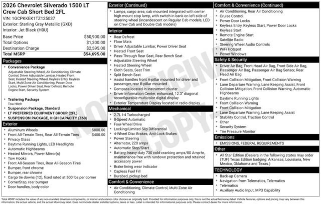 Used 2026 Chevrolet Silverado 1500 LT (2FL) Truck