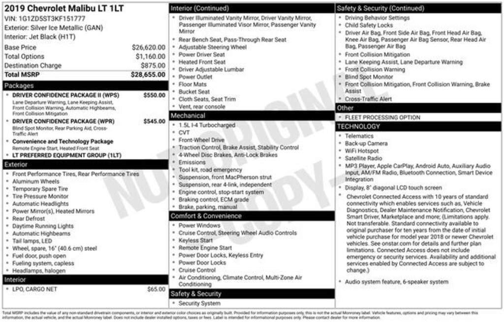 Used 2019 Chevrolet Malibu LT Car