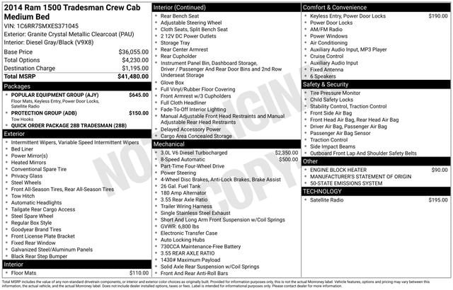 Used 2014 RAM Ram 1500 Pickup Tradesman with VIN 1C6RR7SMXES371045 for sale in Freeland, MI