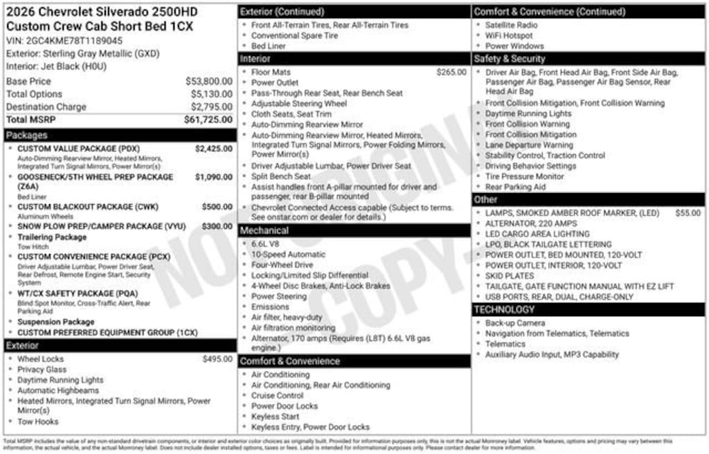 Used 2026 Chevrolet Silverado 2500 HD Custom Truck