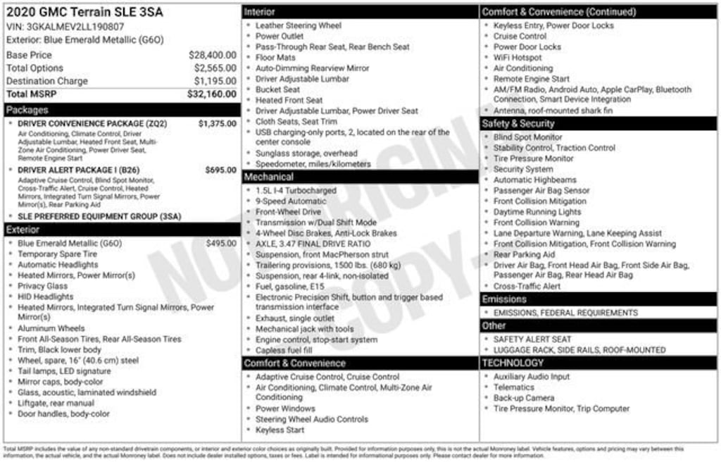 Used 2020 GMC Terrain SLE SUV