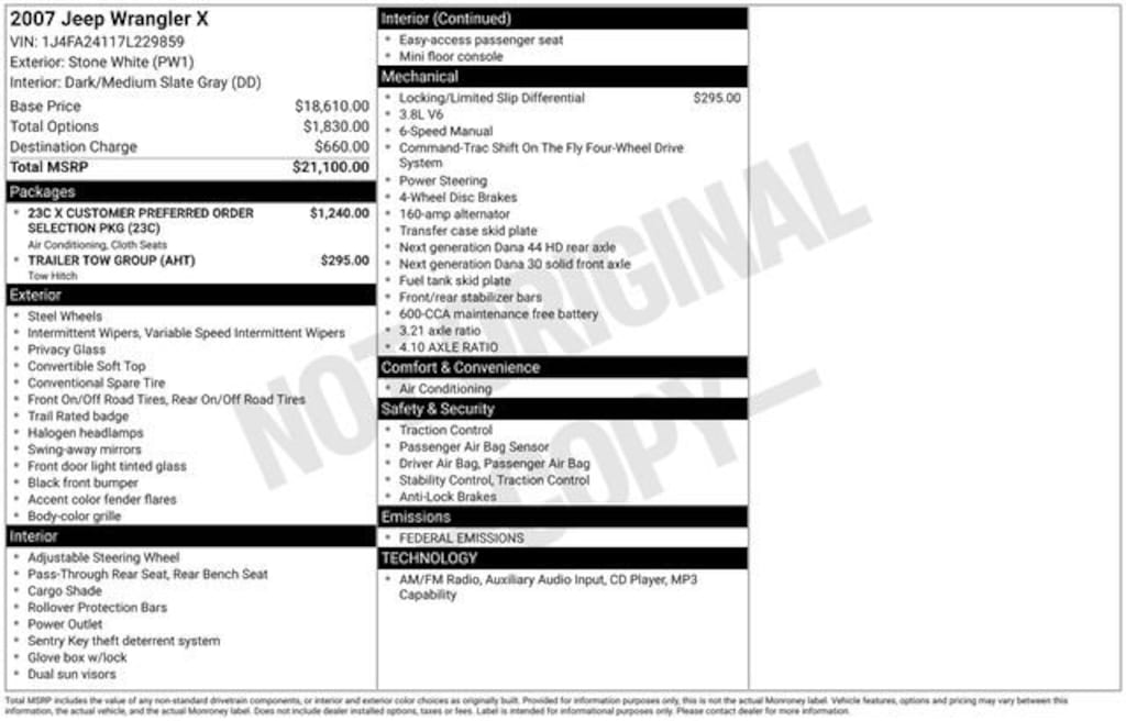 Used 2007 Jeep Wrangler X