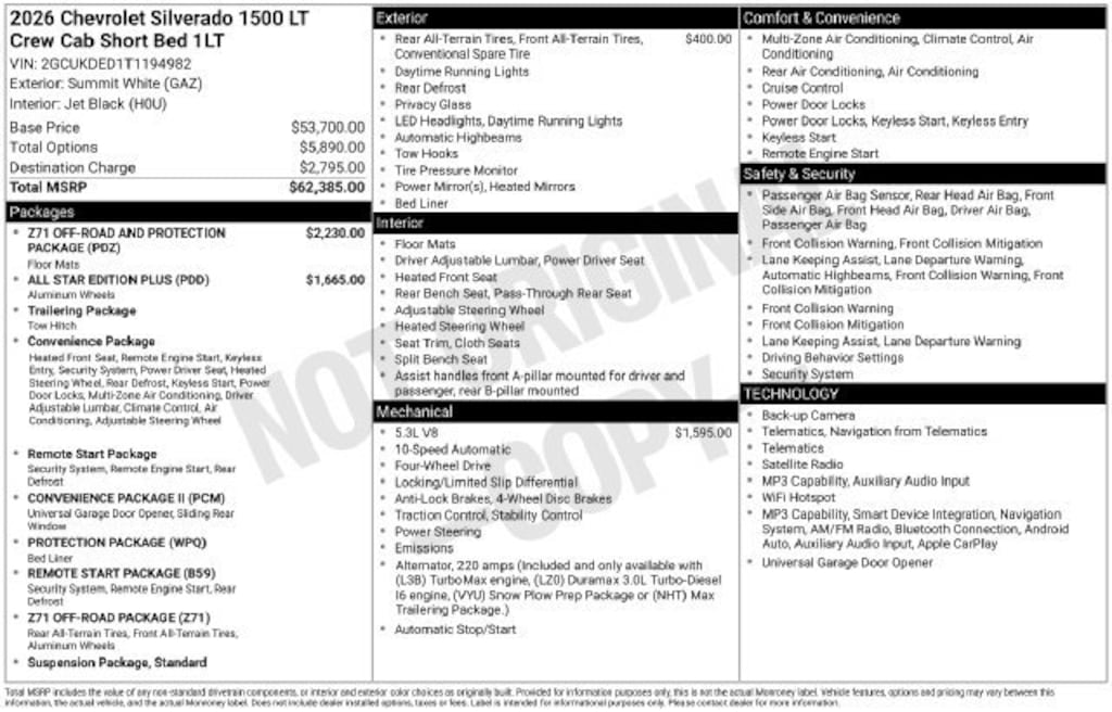 New 2026 Chevrolet Silverado 1500 LT Truck