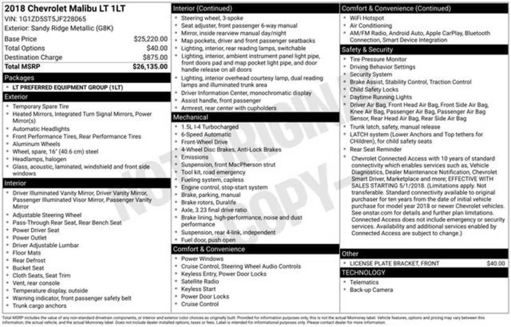 Used 2018 Chevrolet Malibu LT Car