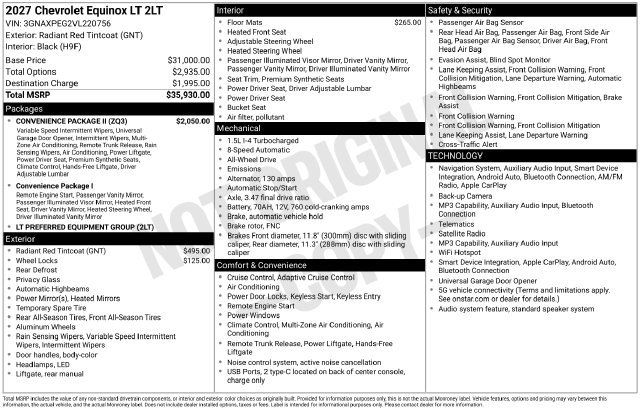 New 2027 Chevrolet Equinox LT SUV