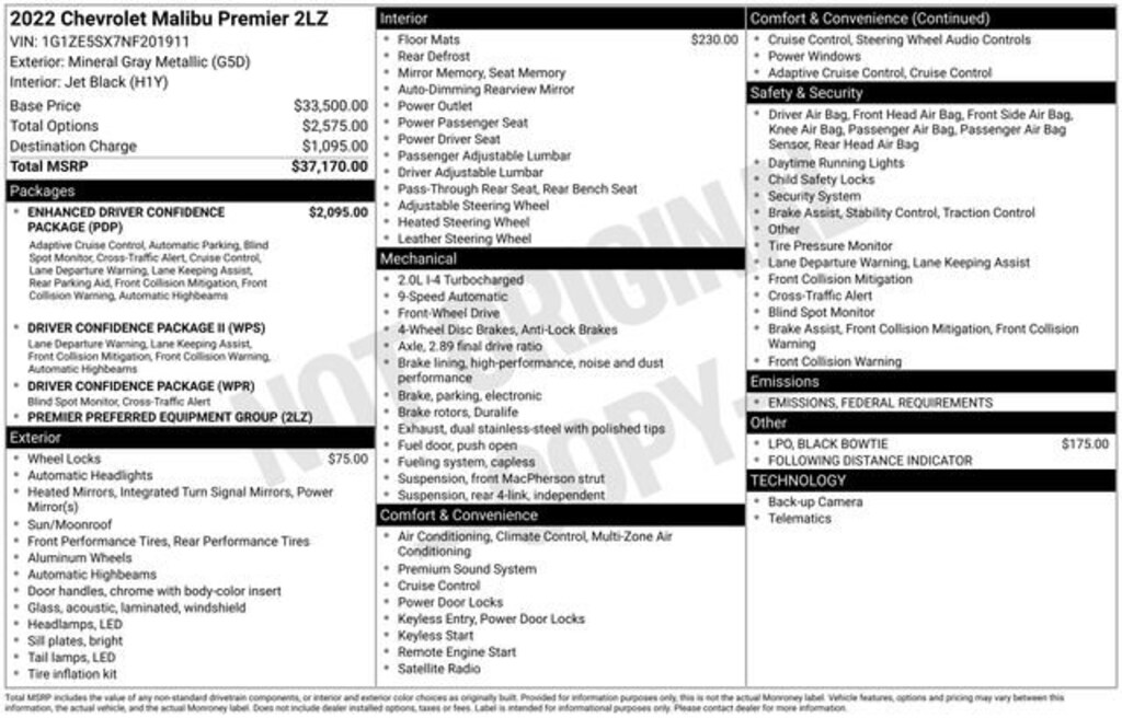 Certified 2022 Chevrolet Malibu Premier Car