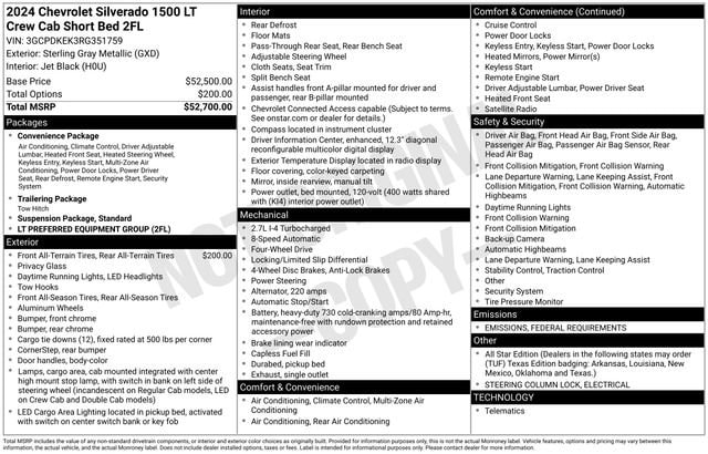 Used 2024 Chevrolet Silverado 1500 LT with VIN 3GCPDKEK3RG351759 for sale in Freeland, MI