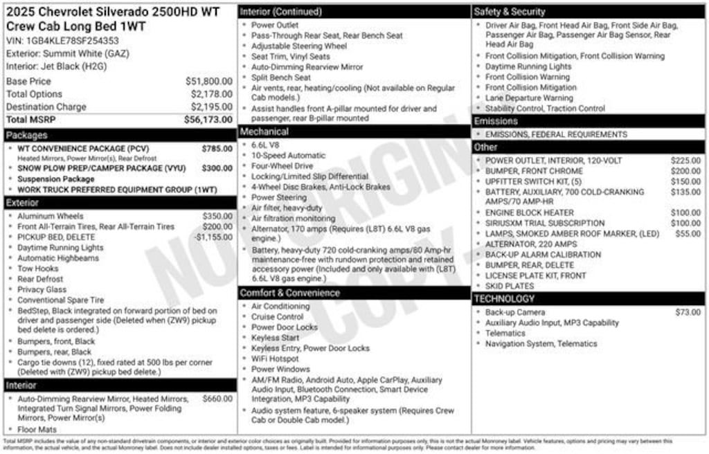 New 2025 Chevrolet Silverado 2500 HD WT Truck