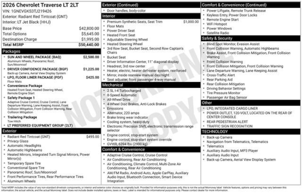 New 2026 Chevrolet Traverse LT SUV