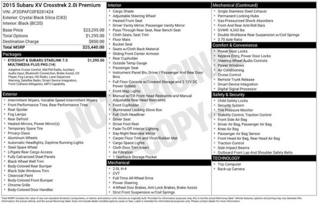 Used 2015 Subaru XV Crosstrek Premium