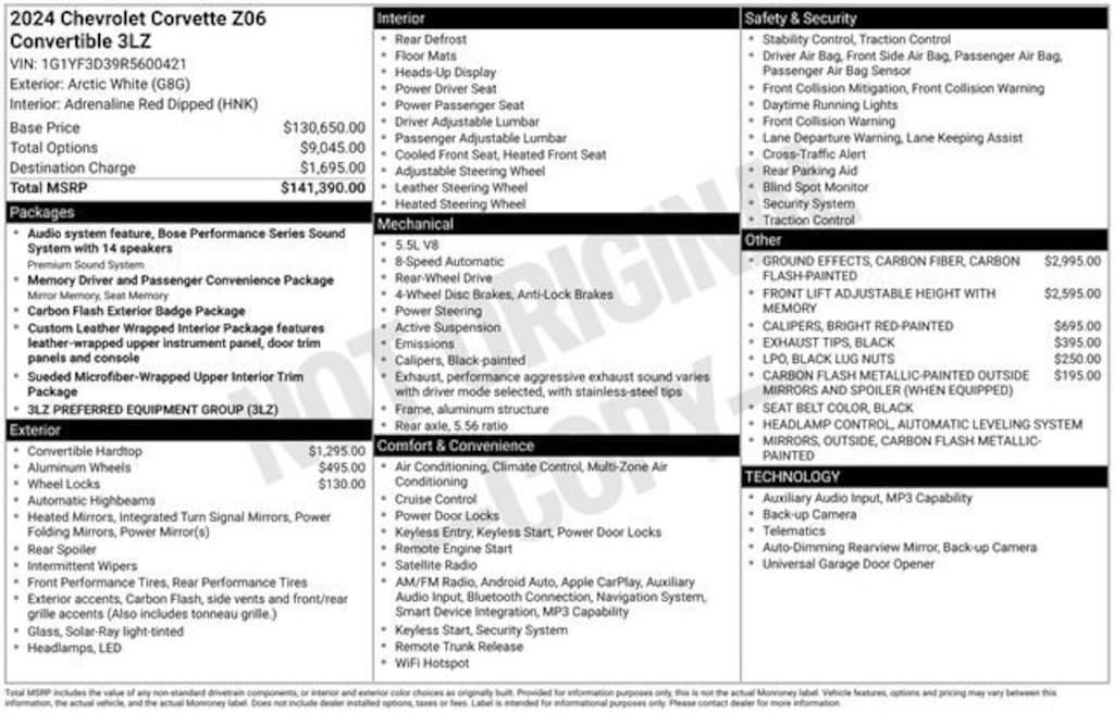 Used 2024 Chevrolet Corvette Z06 3LZ Performance