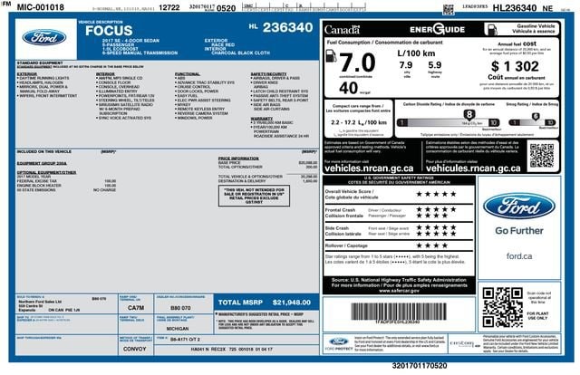 Used 2017 Ford Focus SE with VIN 1FADP3FE5HL236340 for sale in Freeland, MI