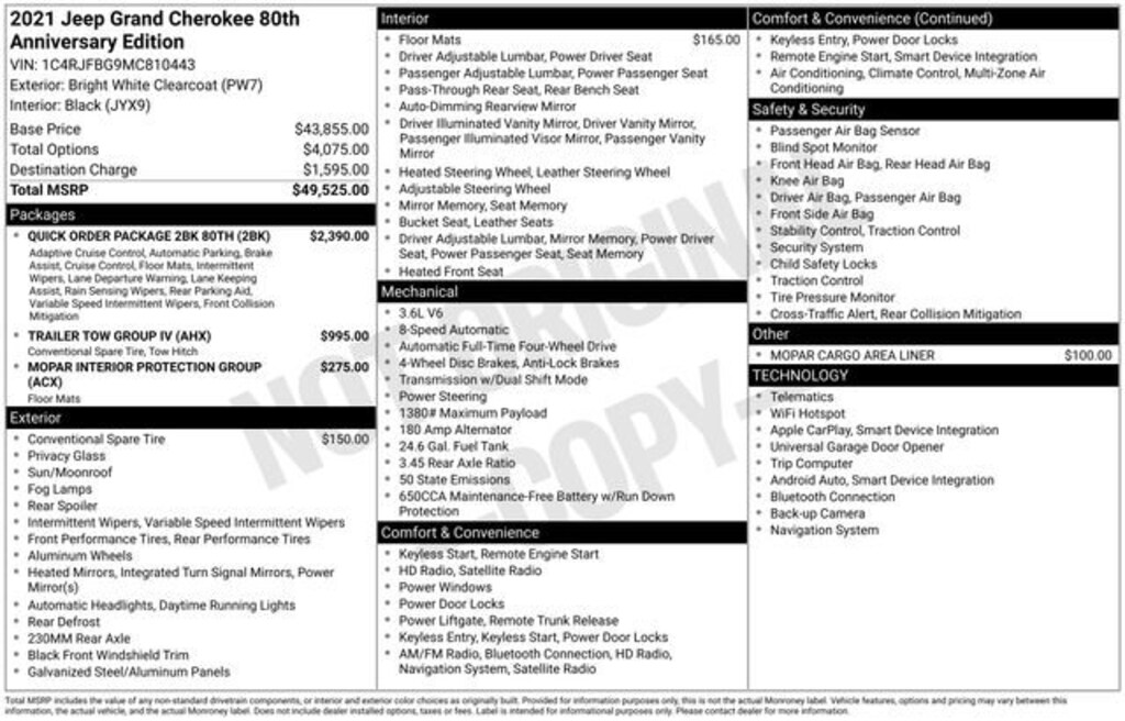 Used 2021 Jeep Grand Cherokee 80th Anniversary