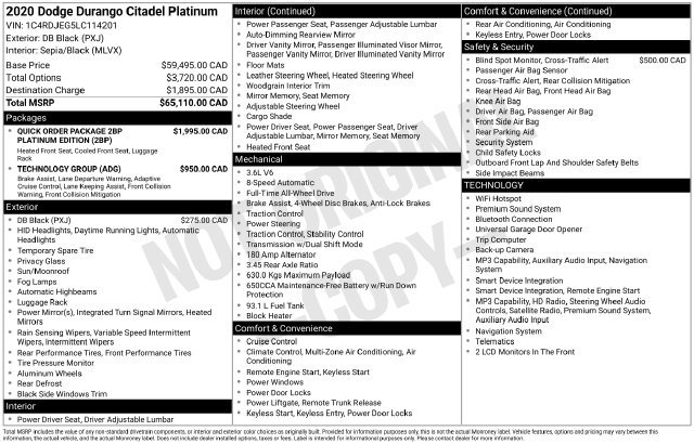 Used 2020 Dodge Durango Citadel