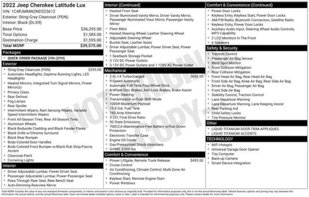 Used 2022 Jeep Cherokee Latitude Lux