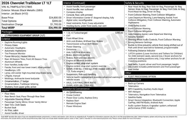 Used 2026 Chevrolet Trailblazer LT SUV