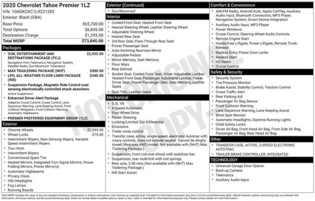 Used 2020 Chevrolet Tahoe Premier SUV