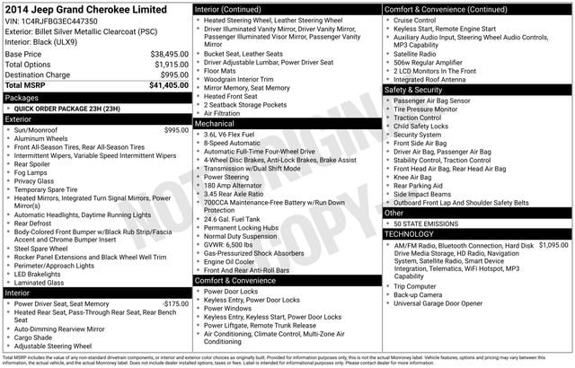 Used 2014 Jeep Grand Cherokee Limited with VIN 1C4RJFBG3EC447350 for sale in Freeland, MI
