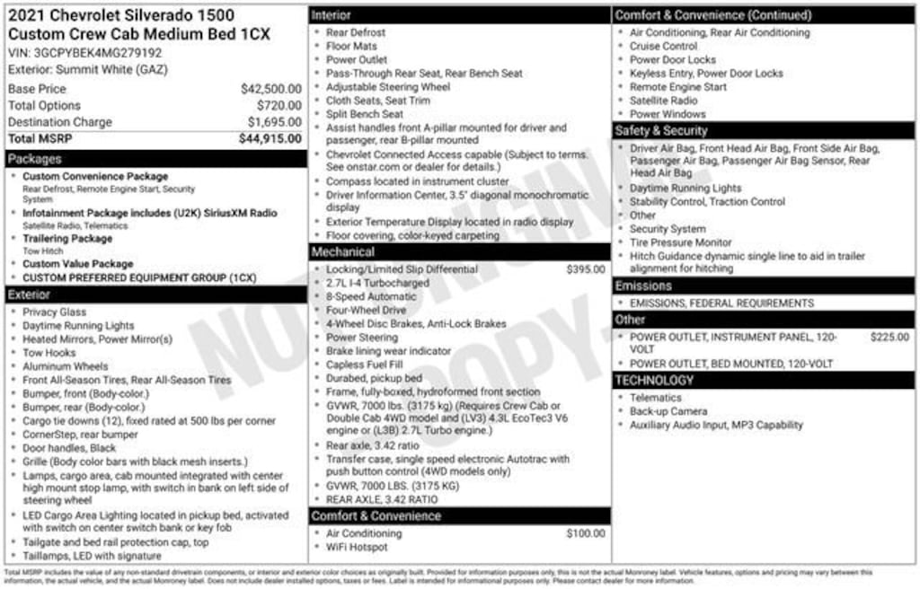 Used 2021 Chevrolet Silverado 1500 Custom Truck