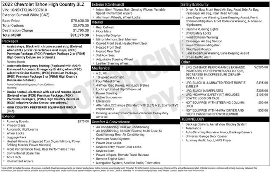 Used 2022 Chevrolet Tahoe High Country SUV