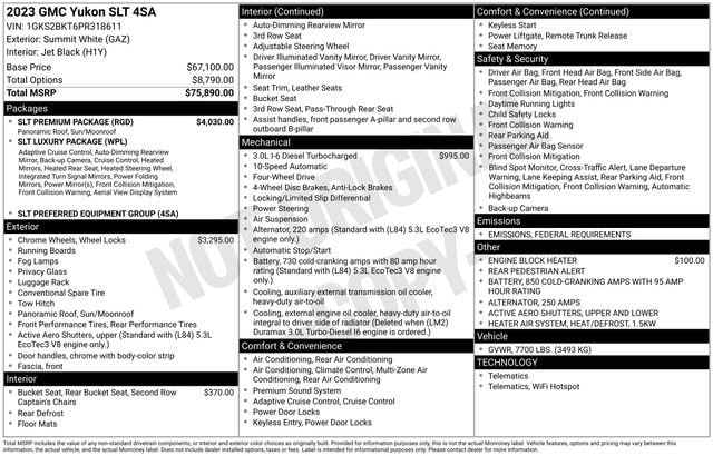 Used 2023 GMC Yukon SLT with VIN 1GKS2BKT6PR318611 for sale in Freeland, MI