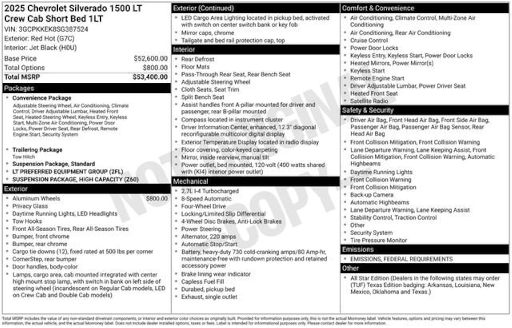 New 2025 Chevrolet Silverado 1500 LT (2FL) Truck