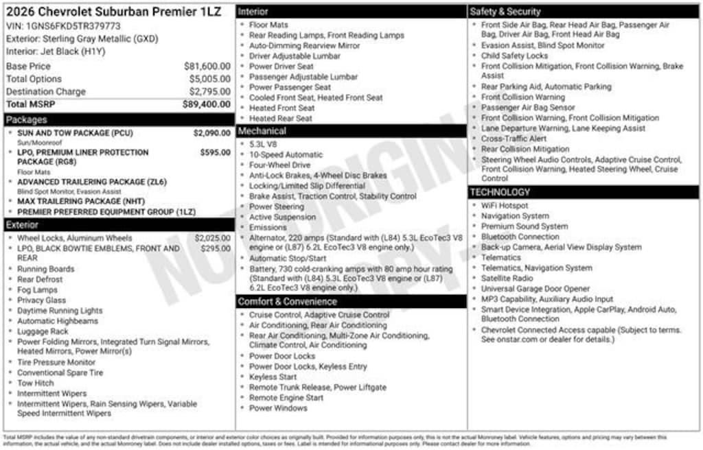 New 2026 Chevrolet Suburban Premier SUV