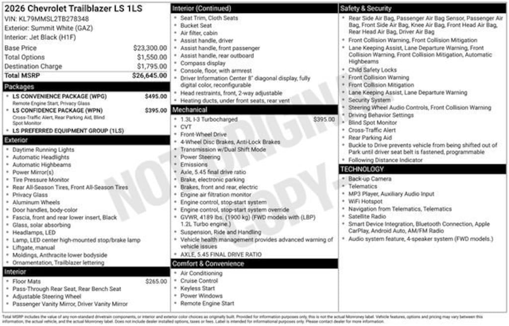 New 2026 Chevrolet Trailblazer LS SUV
