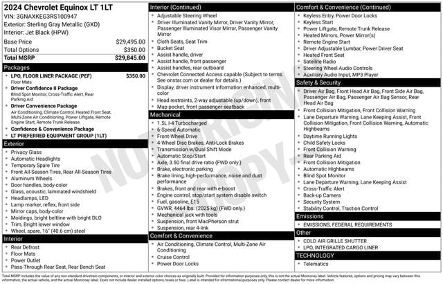 Certified 2024 Chevrolet Equinox LT with VIN 3GNAXKEG3RS100947 for sale in Freeland, MI