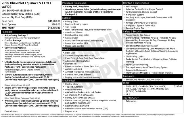 Used 2025 Chevrolet Equinox EV 1LT with VIN 3GN7DNRP3SS258144 for sale in Pinconning, MI