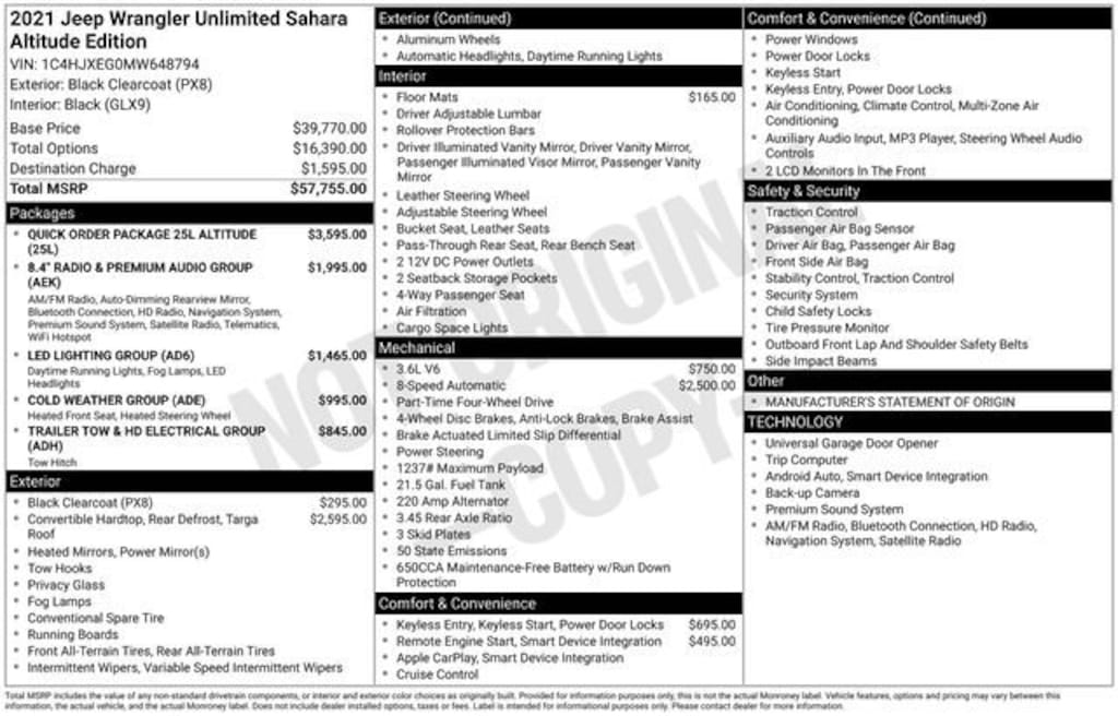 Used 2021 Jeep Wrangler Unlimited Sahara Altitude