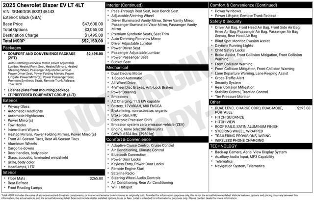 Used 2025 Chevrolet Blazer EV LT with VIN 3GNKDGRJ5SS145443 for sale in Freeland, MI