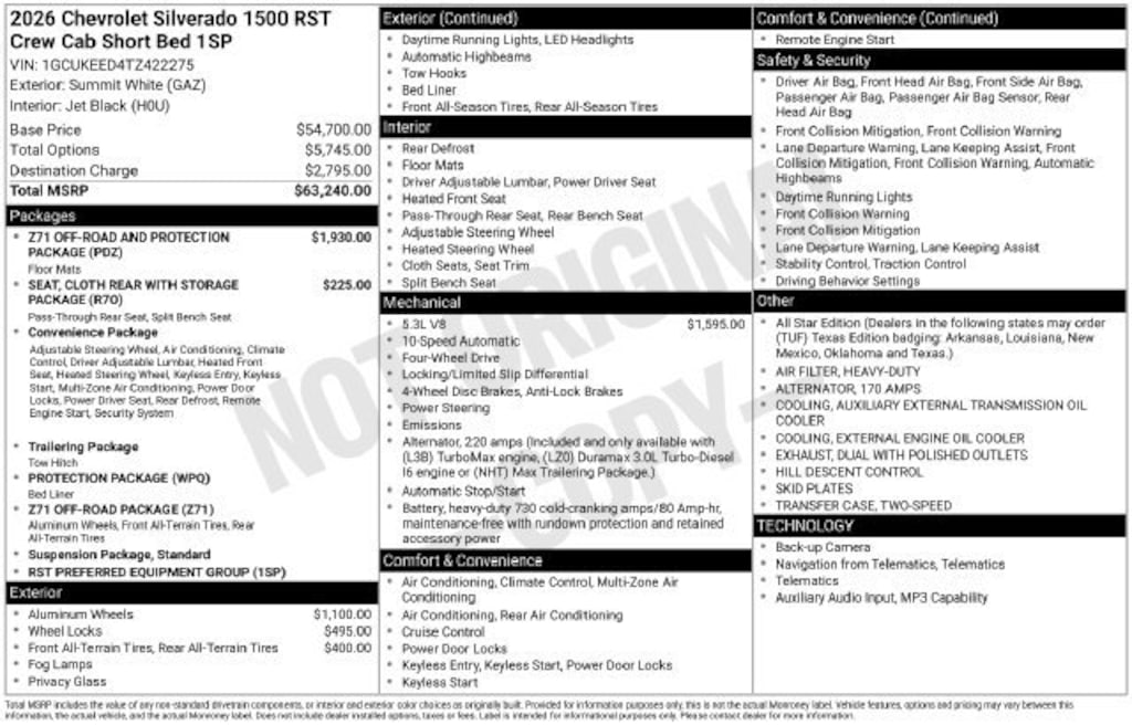 New 2026 Chevrolet Silverado 1500 RST Truck